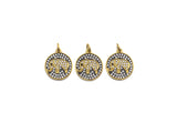 CZ Clear Micro Pave Elephant On Round Coin Pendant, Round Shaped Pave Pendant, Gold plated, 15mm, Sku#Z1014