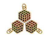 Colorful CZ Micro Pave Dainty Gold Rubik's Cube Charms, Gold Charm Pendant, Rubik's Cube Shape Necklace Charms, 12x17mm, Sku#F1335