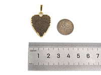 CZ Micro Pave Black Heart Charms, Dainty Gold CZ Heart Pendant, Heart Necklace Charms, 22x28mm, Sku#Z1247