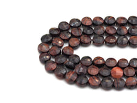 Double Sided Turtle Shell Cut Natural Tiger Eye Coin beads, 6mm Flat coin faceted, Natural Gemstone Beads, 16" Full strand, Sku#U603