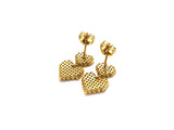 CZ Micro Pave Stud Earring, Double Heart Earrings, 10x16mm, sku#J219