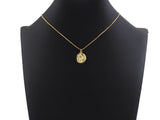 North Star on Disc Round Coin Pendant,North Star Cubic Zirconia Pendant, Silver/Gold Plated,16x19mm,Sku#F1267