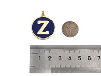 New Trendy Navy Gold Enamel Initials Letter Charm/Pendant, Enamel Initial Alphabet Letters, Custom Naming Pendants, 25x28mm,sku#ML34