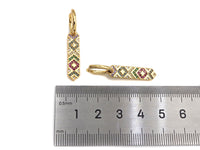 Clorful CZ Micro Pave Latch Back Bar Earring, Long Bar Huggie Earrings,Colorful CZ micro pave earrings, 6x35mm, sku#J238
