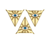 Enamel Evil Eye On Triangle Shape Pendant,18K Dainty Gold Charm, Necklace Bracelet Charm Pendant,26x24mm, Sku#F1372