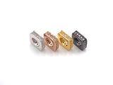 Big Hole CZ Pave Rectangular beads, Cubic Zirconia Spacer Beads, European Large hole Bead, 3x8mm, sku#Z883c