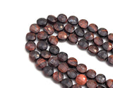Double Sided Turtle Shell Cut Natural Tiger Eye Coin beads, 6mm Flat coin faceted, Natural Gemstone Beads, 16" Full strand, Sku#U603