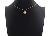 CZ Clear Micro Pave Elephant On Round Coin Pendant, Round Shaped Pave Pendant, Gold plated, 15mm, Sku#Z1014