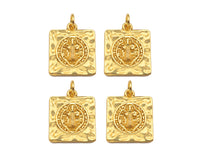 18k Gold Saint St Benedict Medallion Protection Square Charms, Gold Jesus Pendant, Religious Necklace Charms, 15x17mm, Sku#Z1248