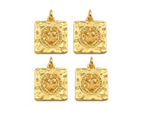 18k Gold Saint St Benedict Medallion Protection Square Charms, Gold Jesus Pendant, Religious Necklace Charms, 15x17mm, Sku#Z1248