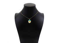 Gold Filled Turquoise Enamel with Radial Star On Oval Shape Pendant,CZ Micro Pave 18K Gold Filled Enamel Charm,16x22mm,Sku#Z1360