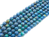 Blue Yellow Natural African Turquoise Round Smooth Beads, 6mm/8mm/10mm/12mm African Turquoise Beads, 15.5'' Full Strand, Sku#U1168