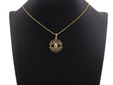 Colorful cz Pave Evil Eye Pendant,CZ Micro Pave eye pendant, Pave Jewelry, 27x30mm, sku#F1062
