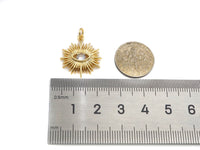 CZ Micro Pave Evil Eye On North Star Shaped Pendant/Charm,Gold Radiate Cubic Zirconia Pendant Charm,19x21mm,sku#Y315
