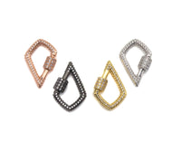 CZ Micro pave Tear Drop Shape Clasp, CZ Pave Clasp, Gold/Silver/Rose Gold/Gunmetal Carabiner Clasp, 17x25mm, sku#H184