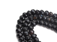 2mm Large Hole Natural Black Onyx Beads, Rondelle Faceted 5x8mm, 8" Long Strands, sku#U730