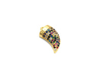 CZ Micro Pave Multi-color OX Horn Pendant, Horn Shaped Pave Pendant, Colorful Gold plated, 9x16mm, Sku#B113