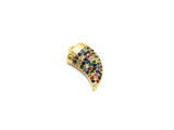 CZ Micro Pave Multi-color OX Horn Pendant, Horn Shaped Pave Pendant, Colorful Gold plated, 9x16mm, Sku#B113