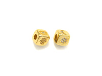 CZ Micro Pave Moon/Hamsa Hand/Evil Eye/Planet Dice Spacer Beads, Cubic Zirconia Cube Spacer Beads, 24k Gold Tone, 8.5mm, sku#Z714