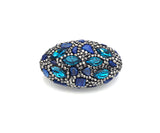 Lapis Peridot Black Pave Rhinestone Crystal Oval Connetor Beads, Natural Stone Spacer Beads, 27x45mm,Sku#V96