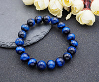 Natural Lapis Blue Tiger Eye Stretchy Bracelet, U1079