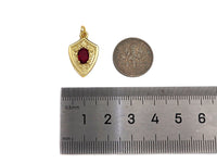 Big CZ Micro Pave Shield Shape Pendant/Charm,Cubic Zirconia Medallion Charm, Necklace Bracelet Charm Pendant,13x20mm, Sku#LK193