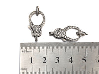 Antique Silver Finish CZ Clear Micro Pave Lobster Clasp with Jumping Ring Clasp, Fine Jewelry Clasp, Designer Clasp,  16x26mm,sku#H171