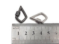 CZ Micro pave Tear Drop Shape Clasp, CZ Pave Clasp, Gold/Silver/Rose Gold/Gunmetal Carabiner Clasp, 17x25mm, sku#H184