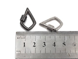 CZ Micro pave Tear Drop Shape Clasp, CZ Pave Clasp, Gold/Silver/Rose Gold/Gunmetal Carabiner Clasp, 17x25mm, sku#H184