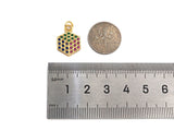 Colorful CZ Micro Pave Dainty Gold Rubik's Cube Charms, Gold Charm Pendant, Rubik's Cube Shape Necklace Charms, 12x17mm, Sku#F1335