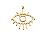 CZ Micro Pave Evil Eye with Eyelash Frame Pendant/Charm, Gold Evil Eye Cubic Zirconia Pendant Charm,36x33mm,sku#Y313