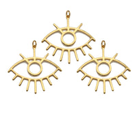 CZ Micro Pave Evil Eye with Eyelash Frame Pendant/Charm, Gold Evil Eye Cubic Zirconia Pendant Charm,36x33mm,sku#Y313