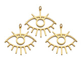 CZ Micro Pave Evil Eye with Eyelash Frame Pendant/Charm, Gold Evil Eye Cubic Zirconia Pendant Charm,36x33mm,sku#Y313