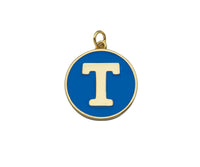 New Trendy Blue Gold Enamel Initials Letter Charm/Pendant, Enamel Initial Alphabet Letters, Custom Naming Pendants, 25x28mm,sku#ML35