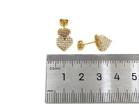CZ Micro Pave Stud Earring, Double Heart Earrings, 10x16mm, sku#J219