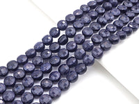 SPECIAL Turtle Shell Cut Natural Blue Goldstone Coin Shape beads, 6mm/8mm/10mm Checkerboard Cut Blue Goldstone, 16" Full strand, Sku#U728