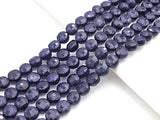 SPECIAL Turtle Shell Cut Natural Blue Goldstone Coin Shape beads, 6mm/8mm/10mm Checkerboard Cut Blue Goldstone, 16" Full strand, Sku#U728
