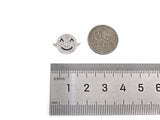 CZ Micro Paved Smiley Face Round Coin Connector,Cubic Zirconia Connector,Rose Gold/Silver/Gold plated, 12x16mm,Sku#Z1300