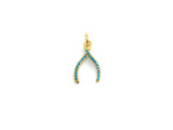 Turquoise CZ Micro Pave Wishbone Charm Pendant for Necklace/Bracelet, Cubic Zirconia Pendant, 10x16mm, sku#Y194