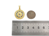 Colorful CZ Micro Pave North Star On Round Coin Shape Pendant,Dainty Gold Medallion Charm,Necklace Bracelet Charm Pendant,19x23mm, Sku#LK223