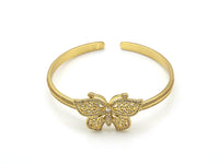 CZ Micro Pave Butterfly Bracelet, 18K Gold Filled Nail Bangel, CZ Butterfly Bangel,56x56 mm,Sku#LD143