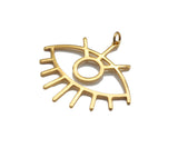 CZ Micro Pave Evil Eye with Eyelash Frame Pendant/Charm, Gold Evil Eye Cubic Zirconia Pendant Charm,36x33mm,sku#Y313