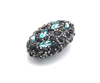 Lapis Peridot Black Pave Rhinestone Crystal Oval Connetor Beads, Natural Stone Spacer Beads, 27x45mm,Sku#V96
