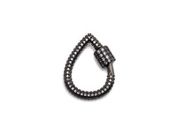 Clear CZ Micro pave Drop Shape Clasp, CZ Pave Clasp, Gold/Silver/Rose Gold/Gunmetal Carabiner Clasp, 18X24mm, sku#H185