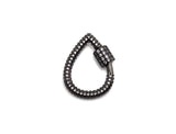 Clear CZ Micro pave Drop Shape Clasp, CZ Pave Clasp, Gold/Silver/Rose Gold/Gunmetal Carabiner Clasp, 18X24mm, sku#H185