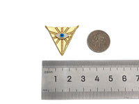 Enamel Evil Eye On Triangle Shape Pendant,18K Dainty Gold Charm, Necklace Bracelet Charm Pendant,26x24mm, Sku#F1372