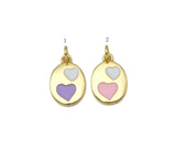 Enamel Puple Pink White Heart On Oval Shape Pendant,18K Gold Filled Enamel Heart Charm,Enamel Jewelry, 15x10mm,Sku#Z1391