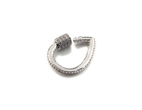 Clear CZ Micro pave Drop Shape Clasp, CZ Pave Clasp, Gold/Silver/Rose Gold/Gunmetal Carabiner Clasp, 18X24mm, sku#H185