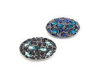 Lapis Peridot Black Pave Rhinestone Crystal Oval Connetor Beads, Natural Stone Spacer Beads, 27x45mm,Sku#V96