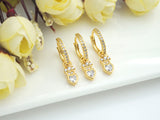 CZ Heart Crown Huggie Earrings, Sku#J239